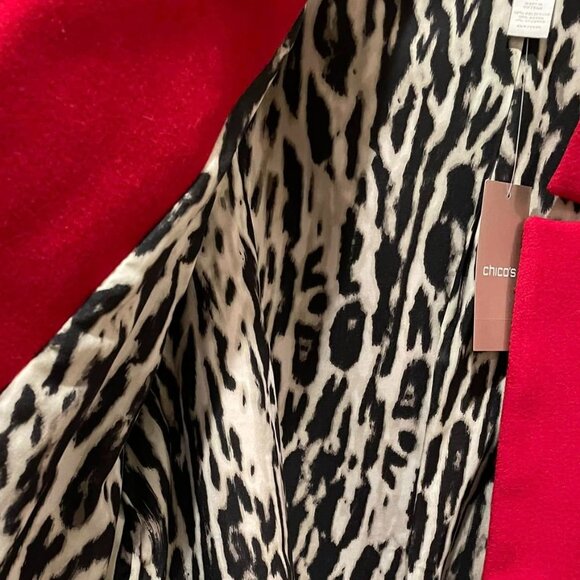 Chico's Red Jacket with Zebra lining NWT Size 4 (20/22) - Picture 6 of 7